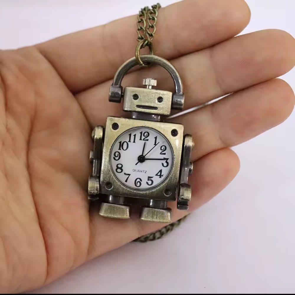 Vintage Robot shape Arabic numerals round dial quartz pocket watch pendant - Picture 6 of 6